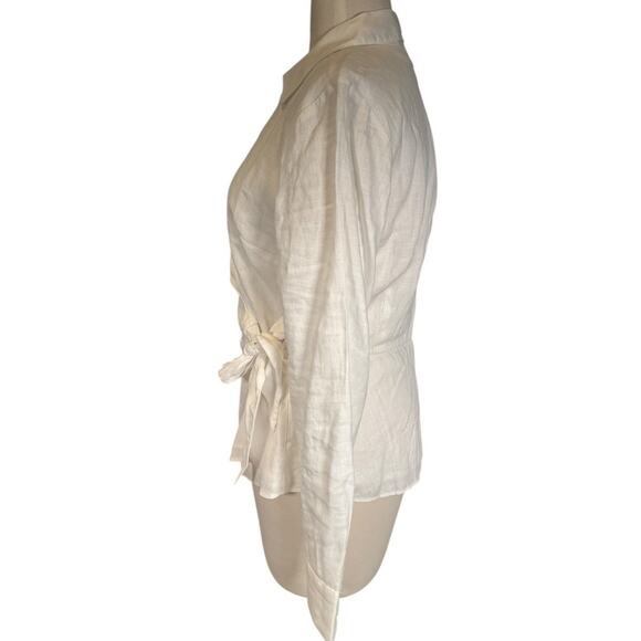 INC International Concepts White Wrap Blouse Size M 100% Linen Cotton NWOT - Picture 4 of 12